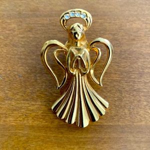 Singing Angel Vintage Brooch, gold